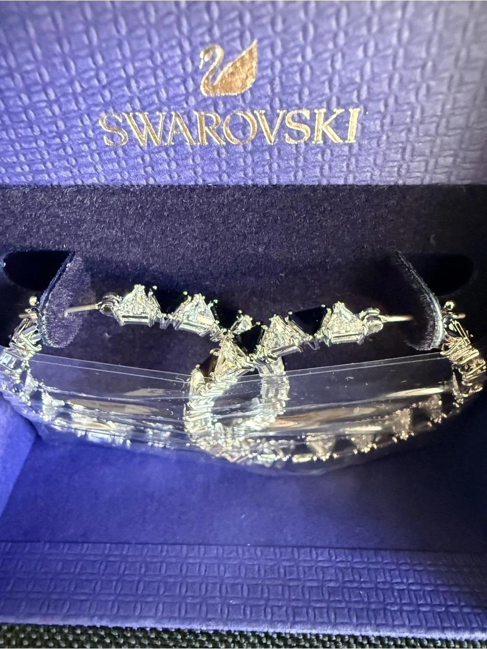 Swarovski Millenia Silver Hoop Earrings with Clear Crystal Accents